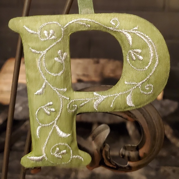 Hand Embroidered Letter Ornament- "P" - Picture 2 of 2